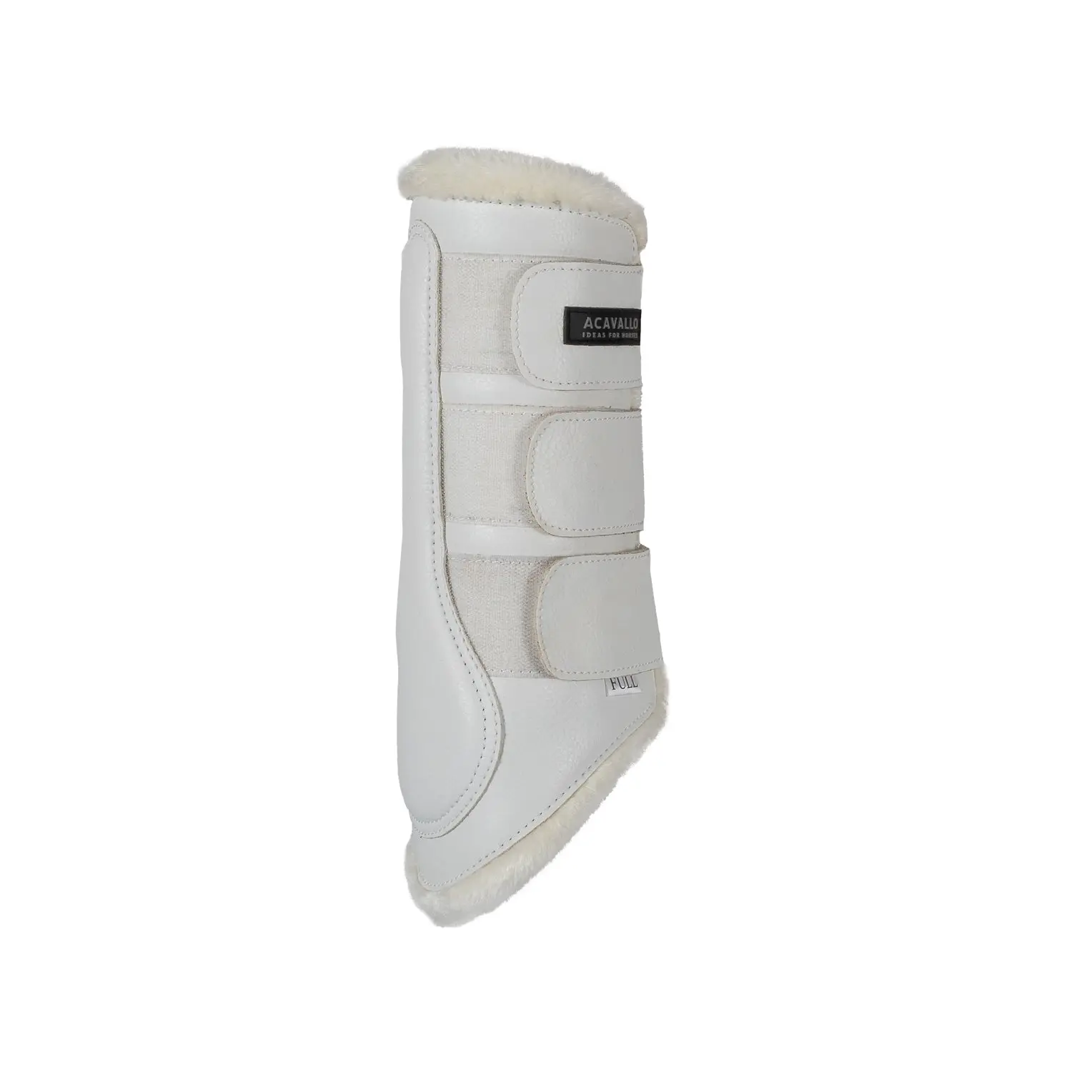 Acavallo Eco-Leather Hind White Brushing Horse Boots With Triple Velcro Fasten - Image 2