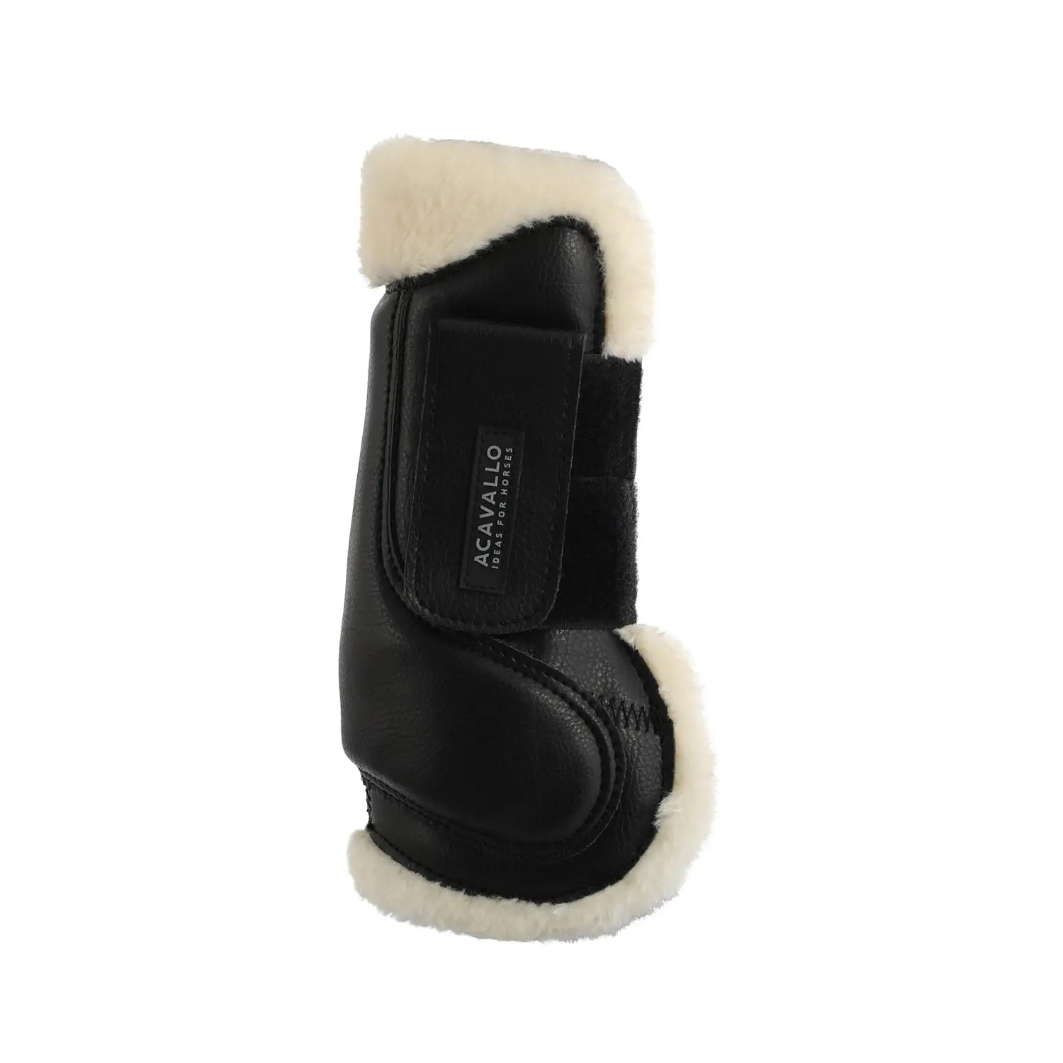 Acavallo Black Eco-Leather Tendon Boots With Double Velcro Fastening - Image 3