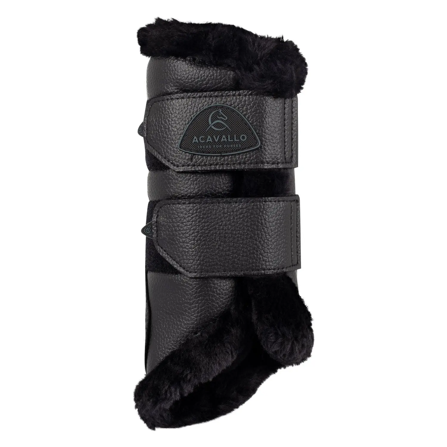 Acavallo Front Brushing Black Boots With Synthetic Fur With Double Velcro - Image 2