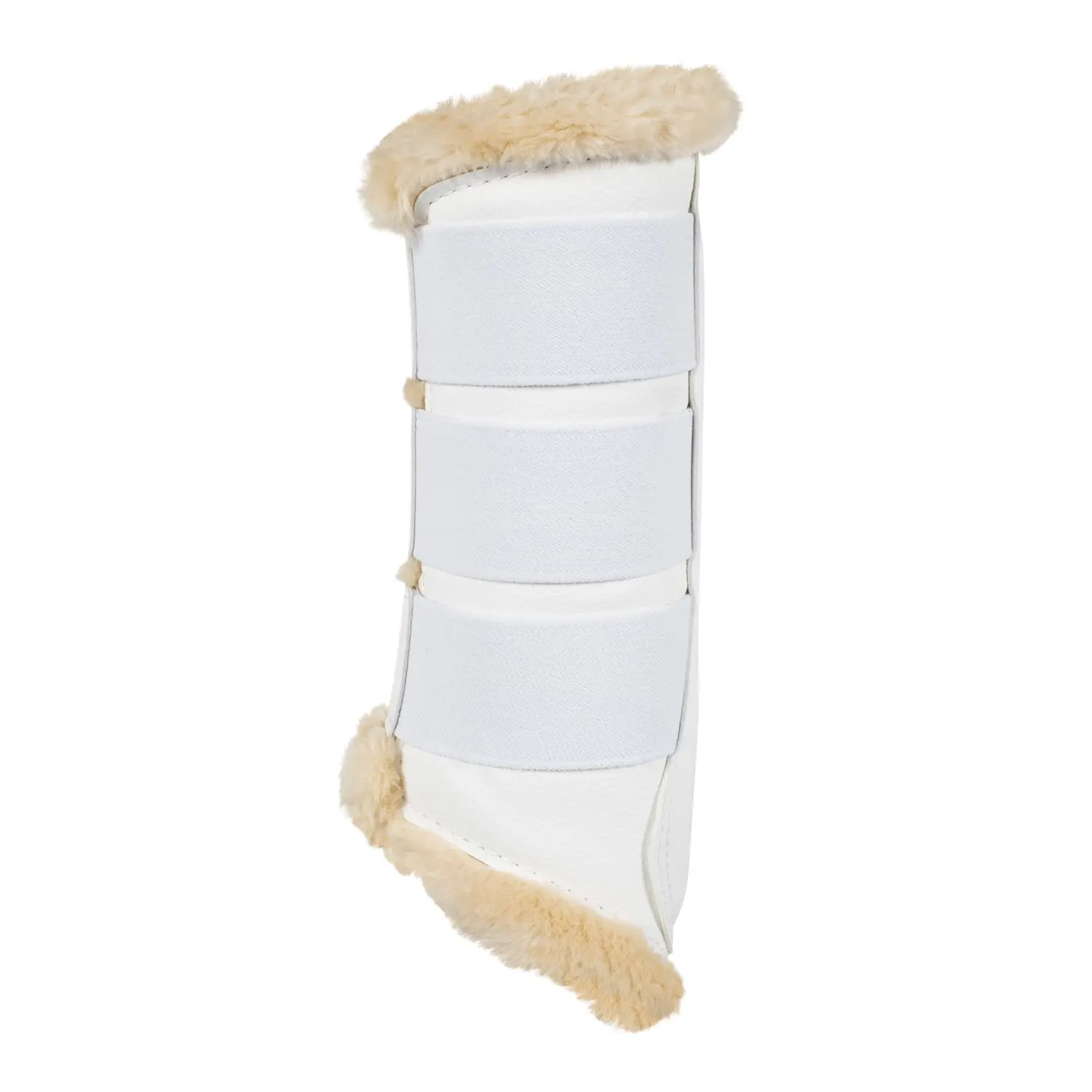 Acavallo White Hind Brushing Horse Boots With Synthetic Fur With Triple Velcro - Image 4