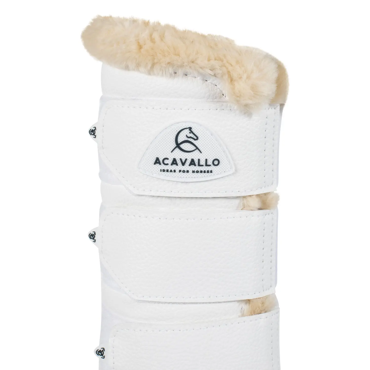 Acavallo White Hind Brushing Horse Boots With Synthetic Fur With Triple Velcro - Image 7