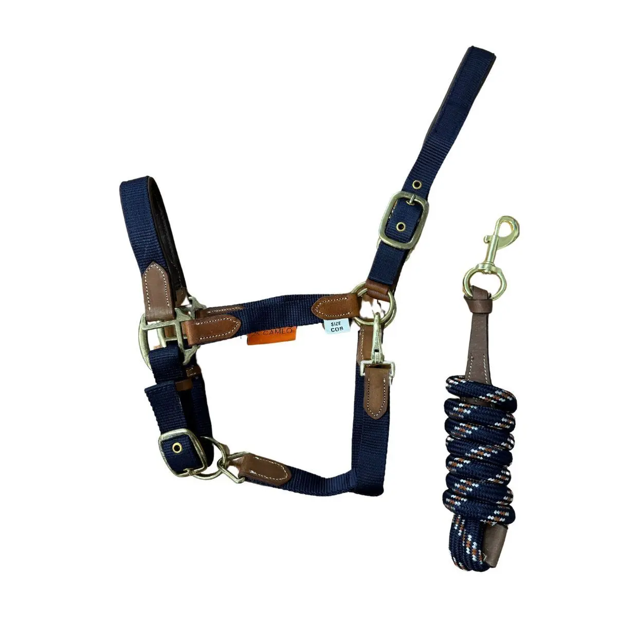 Cameo Equine Performance Leather Point Headcollar & Leadrope - Image 2