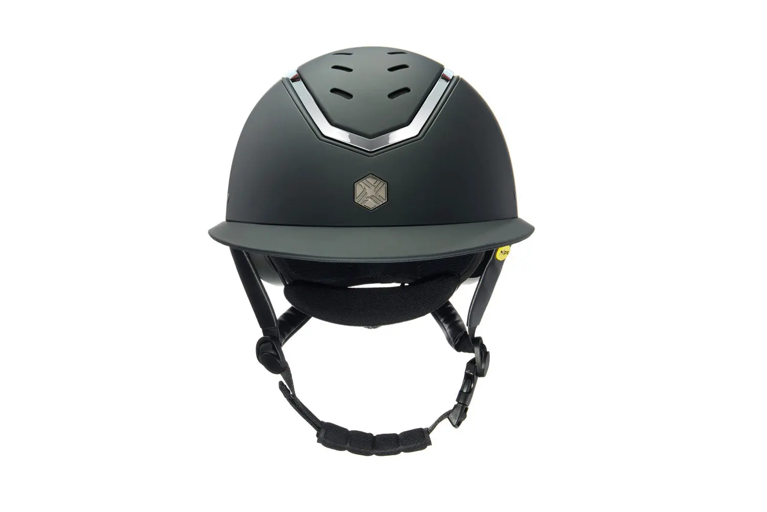 Charles Owen EQX Kylo Black Matte & Silver Wide Peak MIPS Adjustable Riding Hat - Image 2