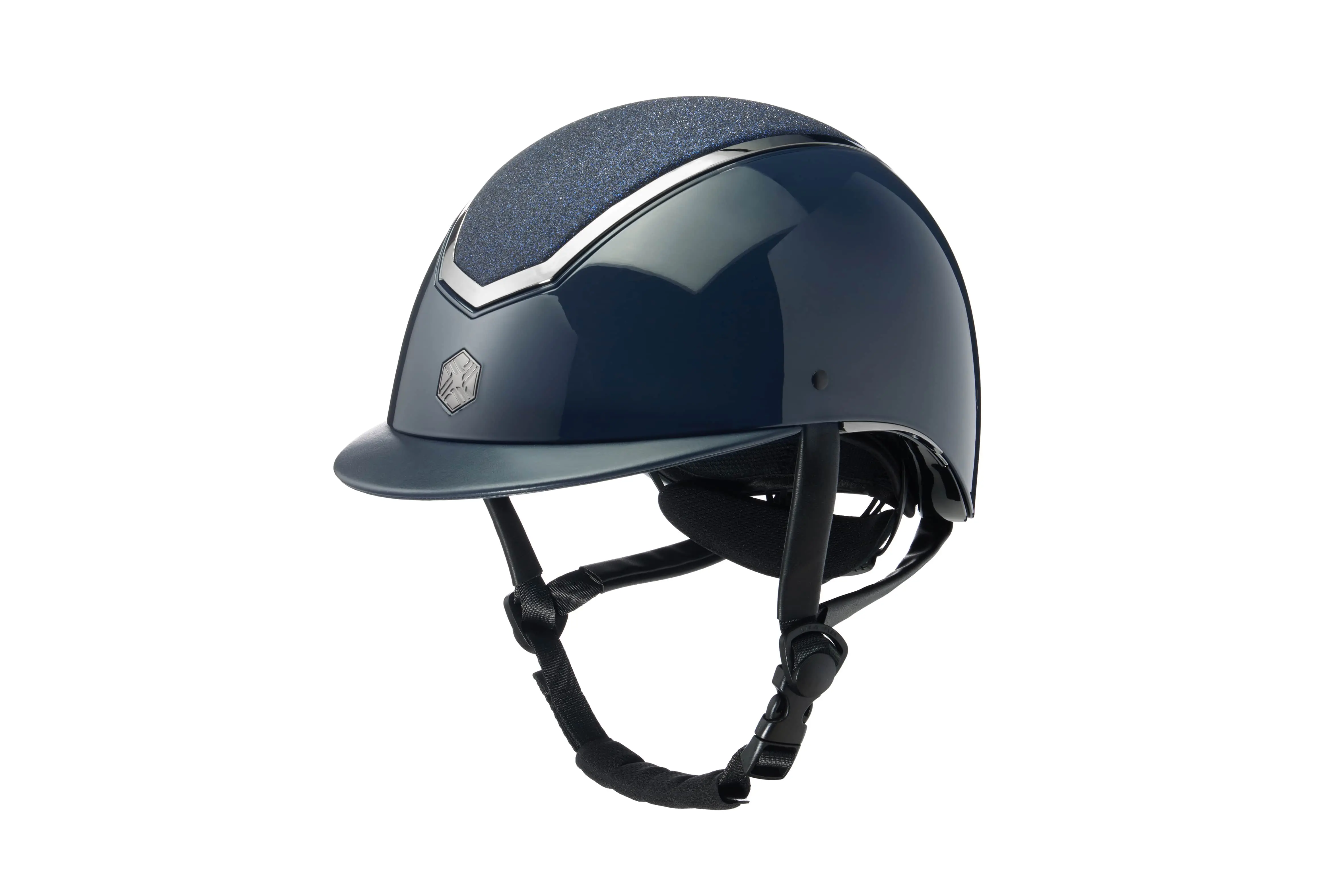 Charles Owen EQX Kylo Navy Gloss & Pewter Sparkly Adjustable Riding Hat - Image 5