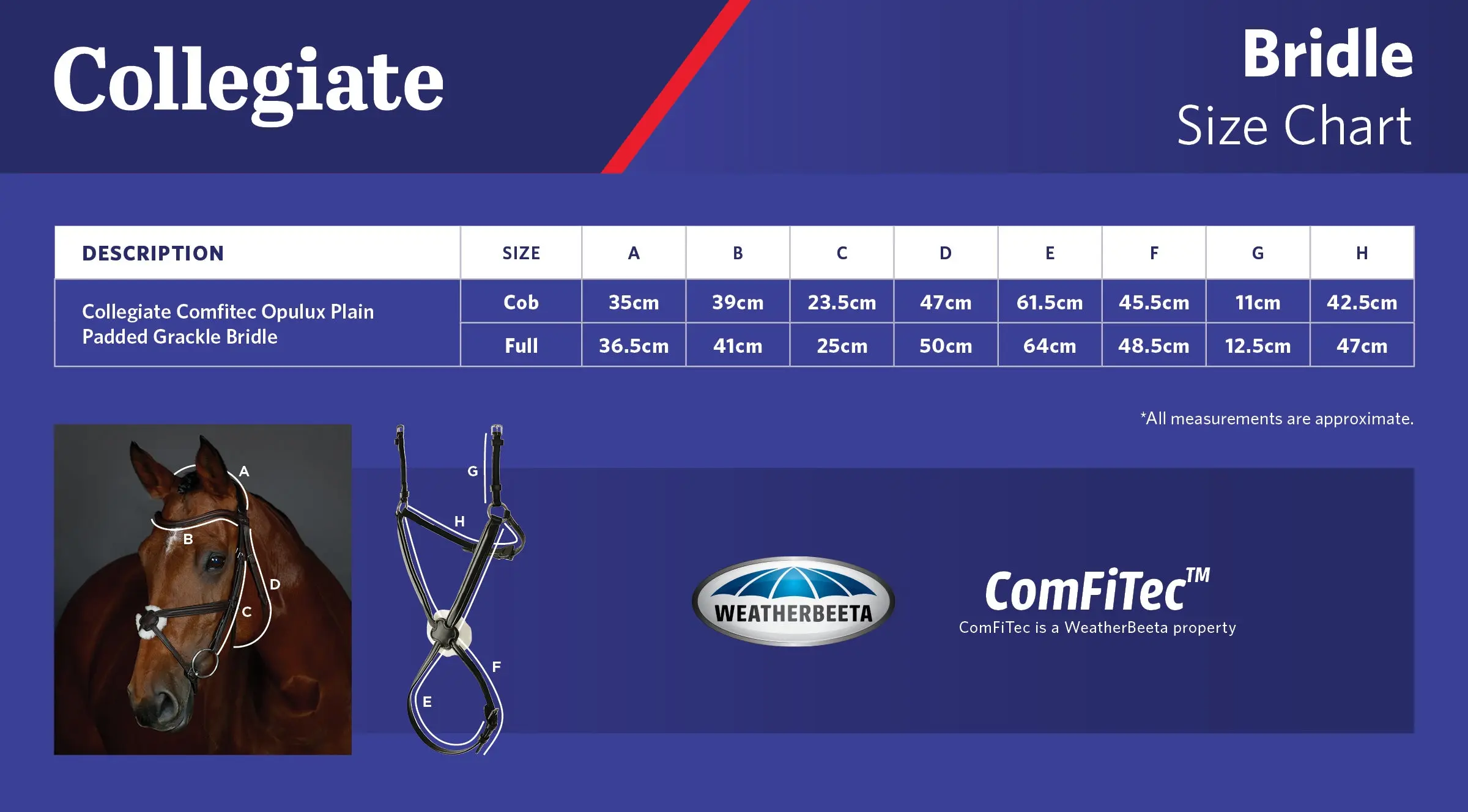 Collegiate ComFiTec Opulux Plain Padded Grackle Bridle - Image 8