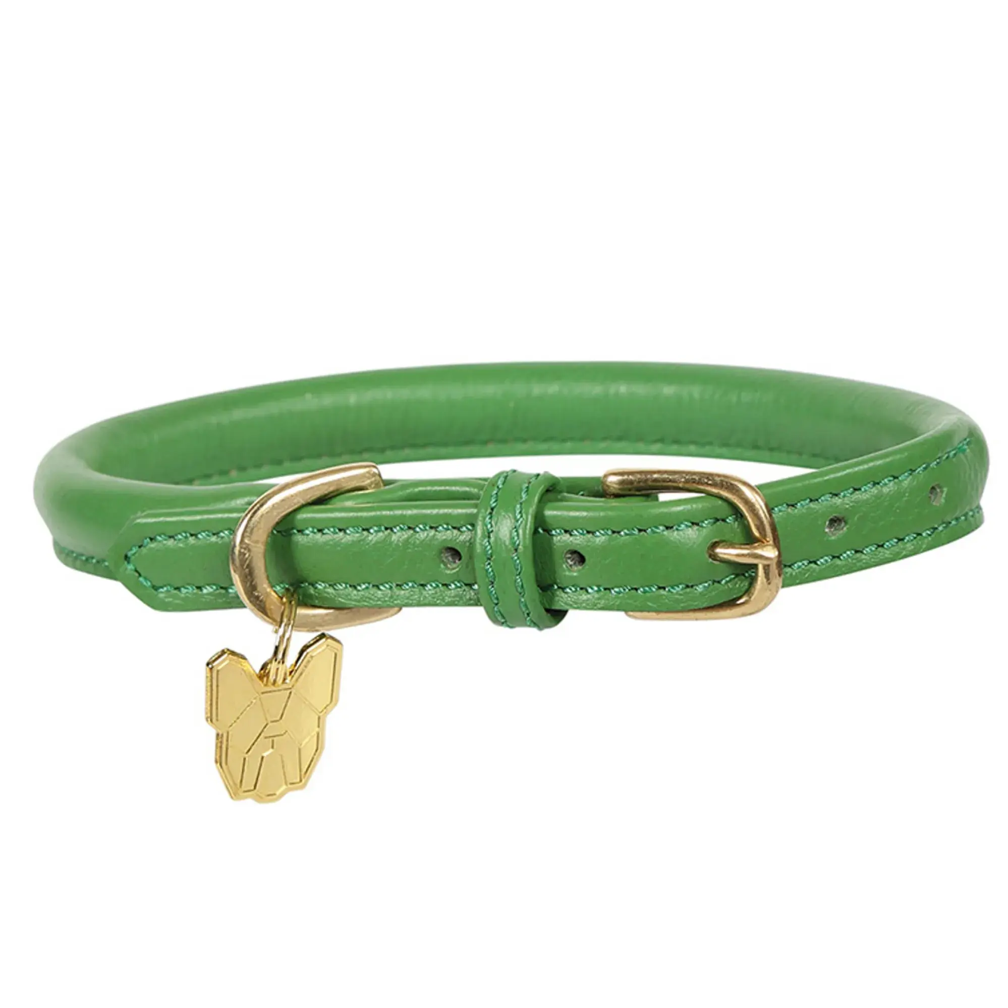 Digby & Fox Green Rolled Leather Dog Collar - X Large