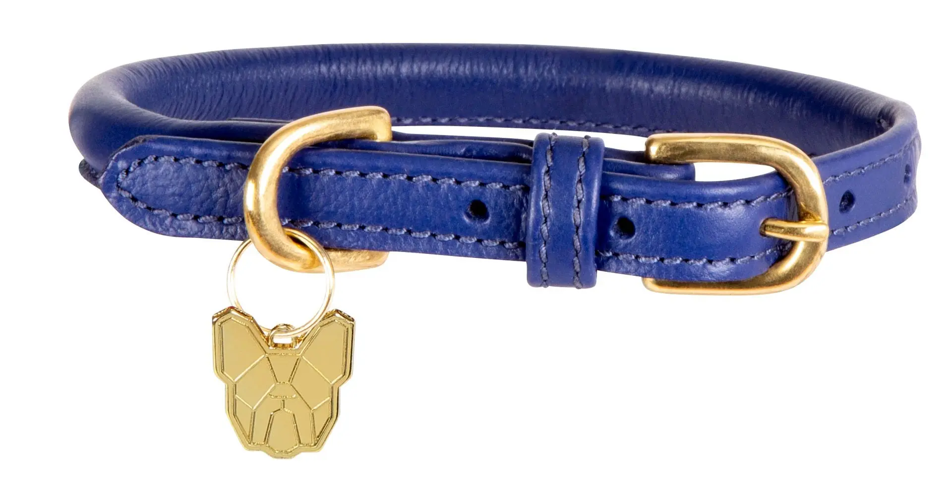 Digby & Fox Navy Rolled Leather Dog Collar