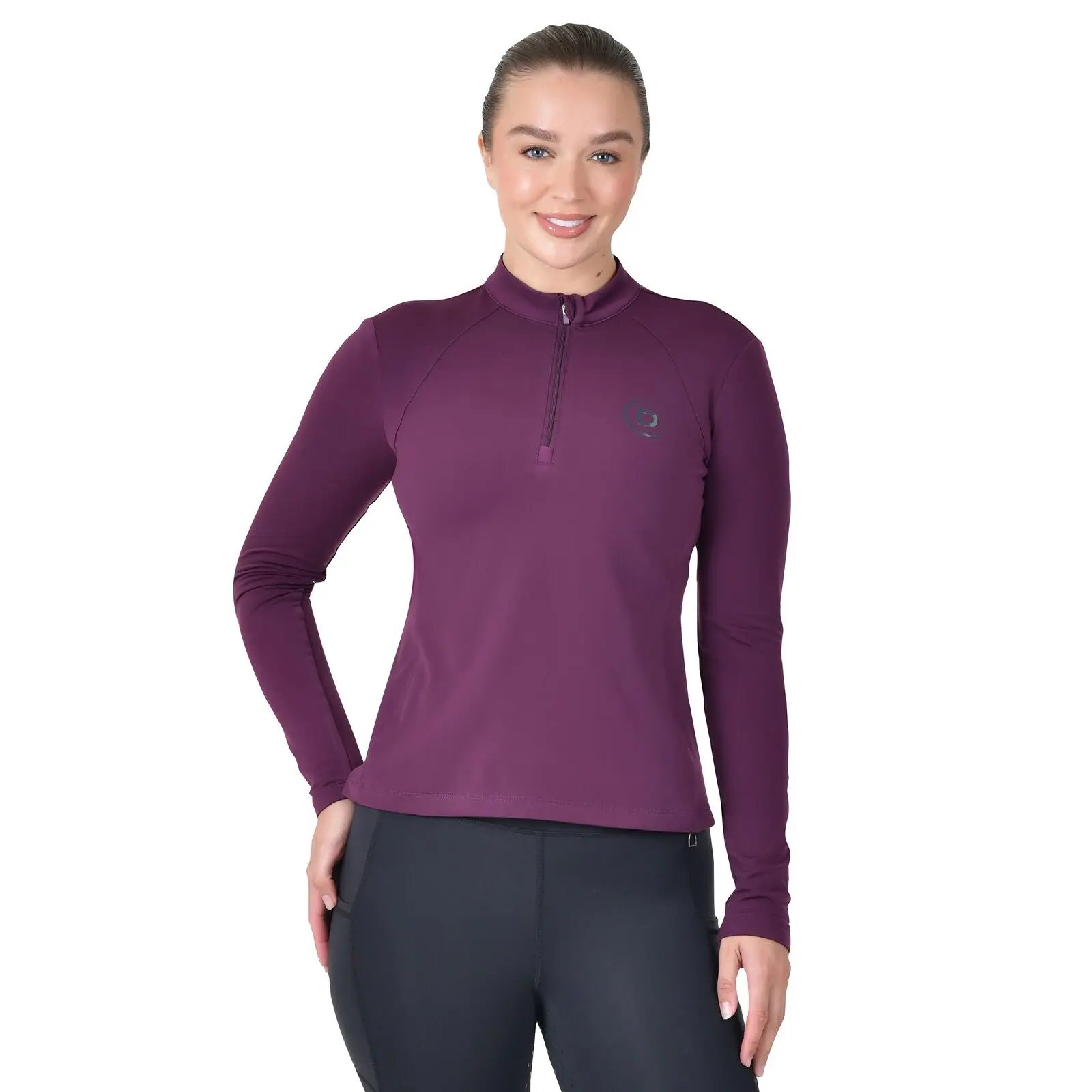 Dublin Brushed Long Sleeve Riding Top Purple Violet - Image 5