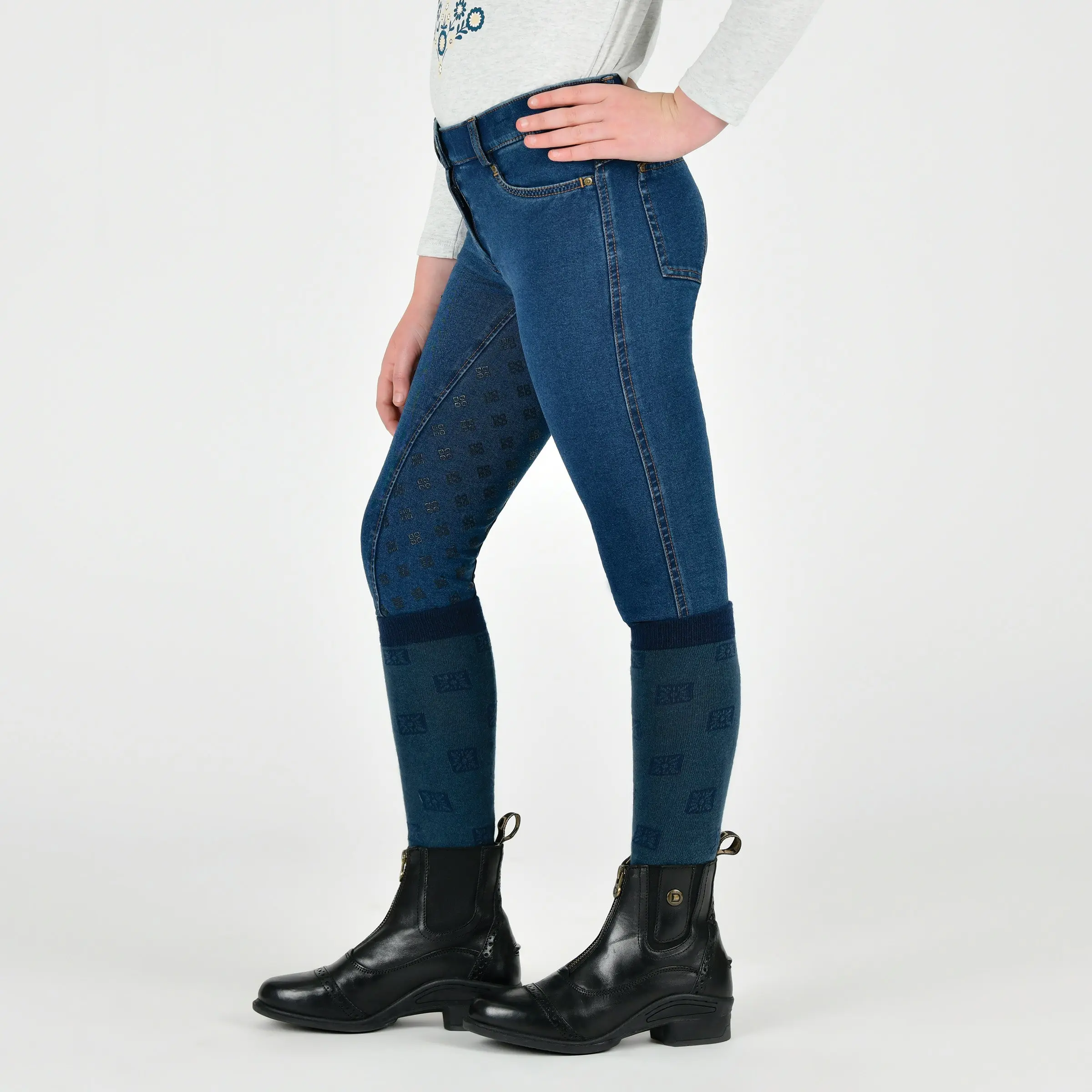 Dublin Light Blue Denim Kids Shona Denim Full Seat Breeches - Image 8