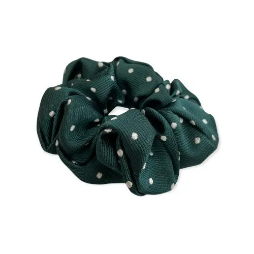 Equetech Bottle Green/White Polka Dot Hair Scrunchie