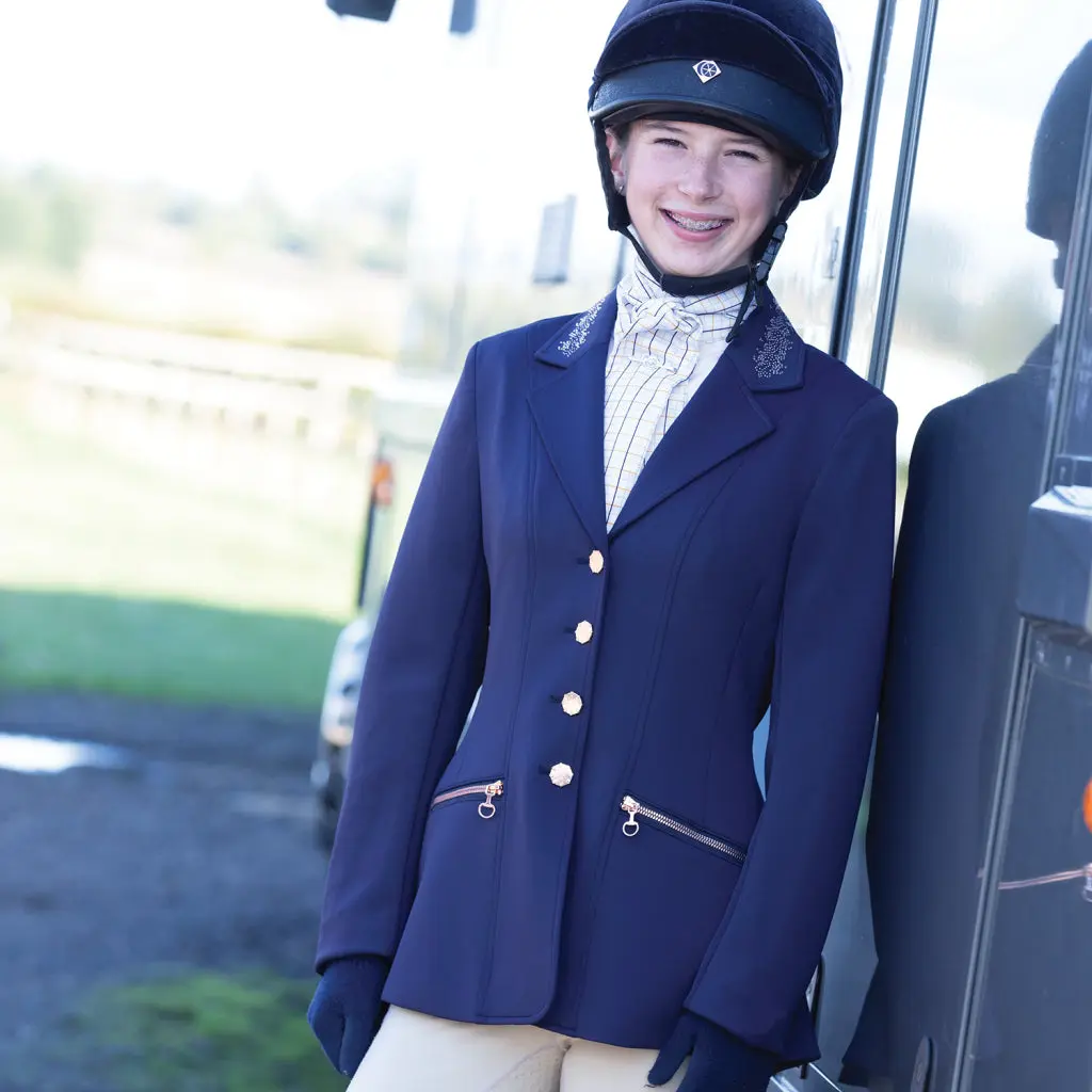 Equetech Navy Children's Junior Crystal Showerproof Competition Jacket