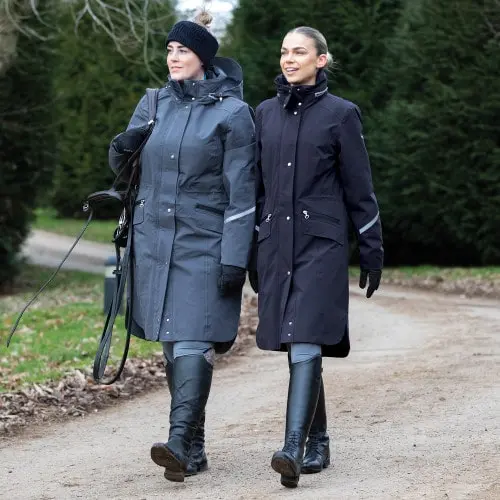 Equetech Midnight Navy Utopia Long Ladies Waterproof Stretch Riding Coat - UK 20