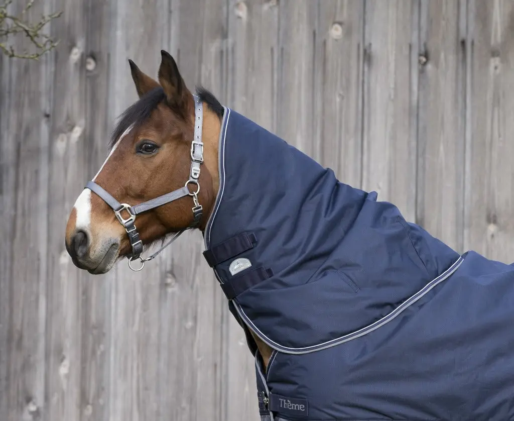 Equi-Thème Tyrex 600D 0g Lightweight Neck Cover - Navy/Grey - Image 3