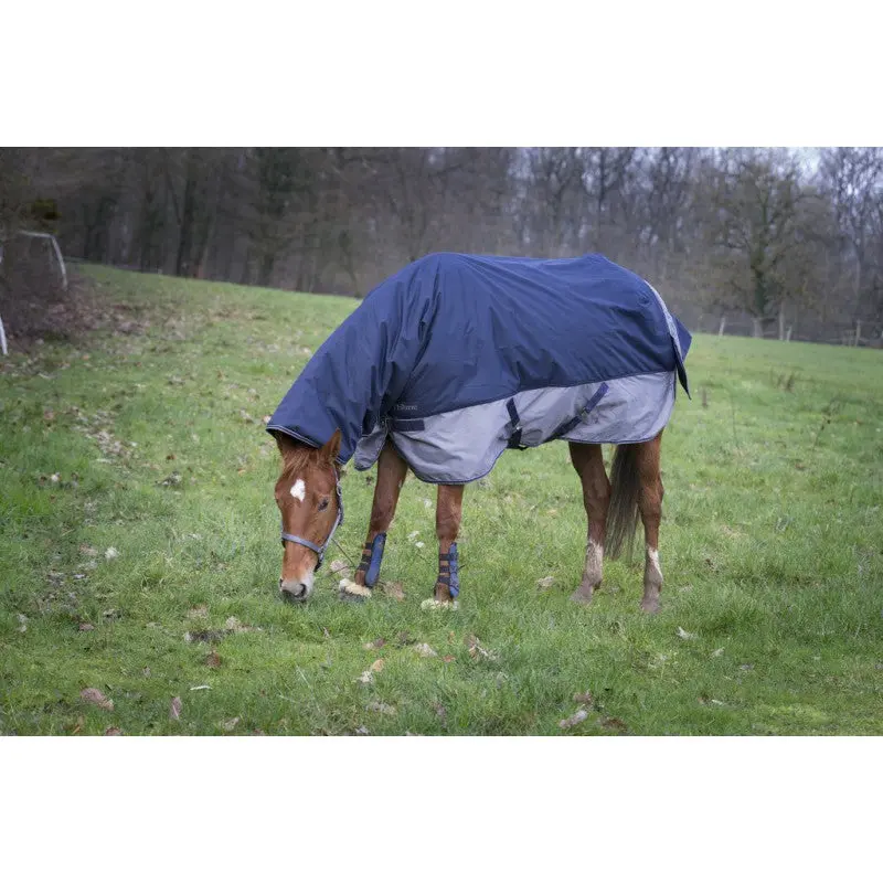 Equi-Thème Tyrex 600D No Fill Combo Neck Turnout Rug - Navy/Grey - Image 7