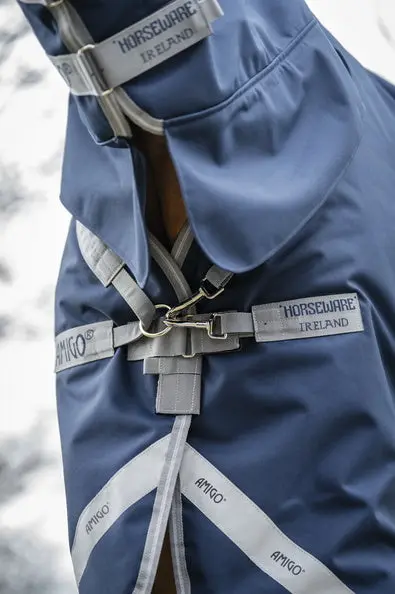Horseware Ireland Amigo 1200D Integrated Turnout Rug 150G Navy / Titanium Grey & Silver - Image 7