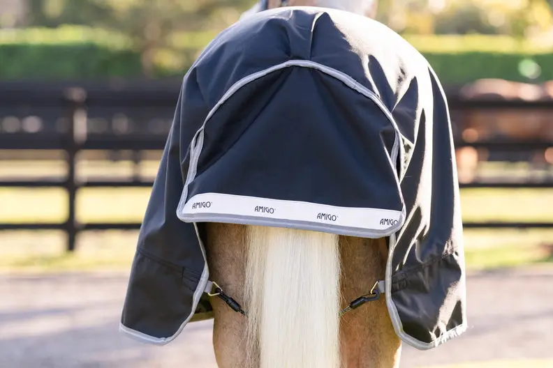 Horseware Ireland Amigo 1200D Plus Pony Turnout Rug 0G Black / Titanium Grey & Silver - Image 6