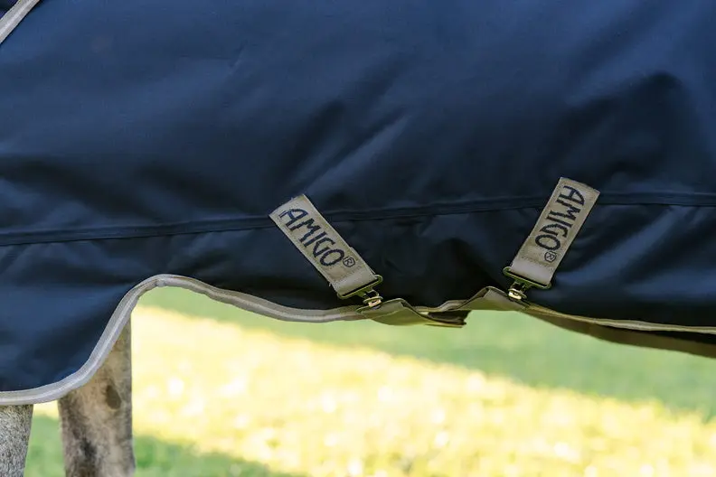 Horseware Ireland Amigo 1200D Plus Pony Turnout Rug 250G Navy / Titanium Grey & Silver - Image 3