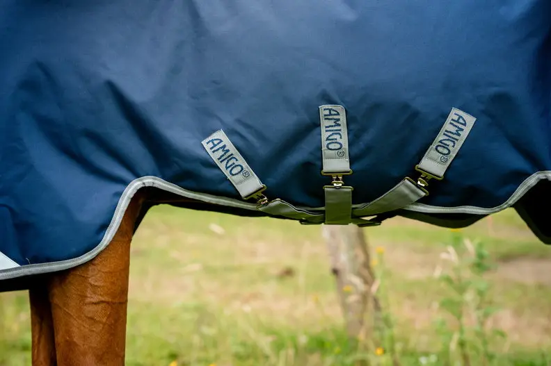 Horseware Ireland Amigo 1200D Plus Turnout Rug 100G Navy / Titanium Grey & Silver - Image 4