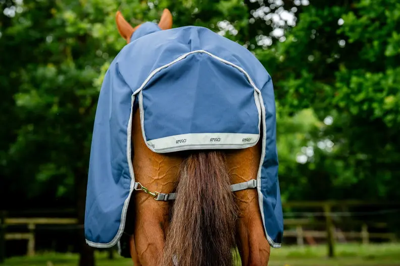 Horseware Ireland Amigo 1200D Turnout Rug 50G Navy / Titanium Grey & Silver - Image 5