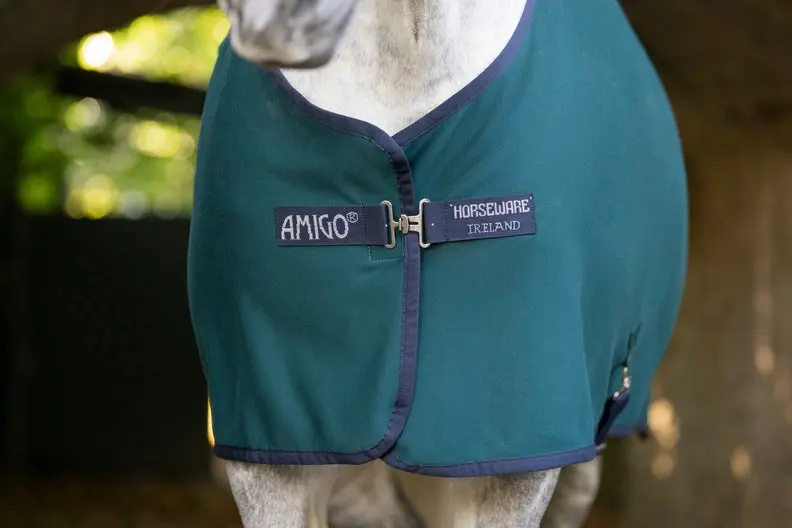 Horseware Ireland Amigo Jersey Pony Cooler Dynasty Green / Navy & Silver - Image 2