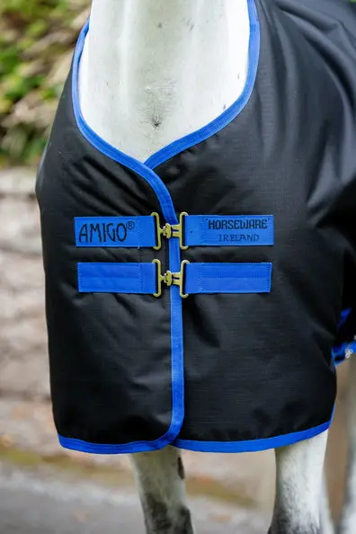 Horseware Ireland Amigo Ripstop 900D Plus Pony Turnout Rug 100G Black / Classic Blue - Image 3