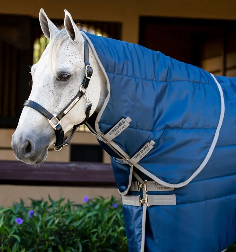 Horseware Ireland Amigo Ripstop Insulator Stable Rug Hood 100G Navy / Titanium Grey - Image 2