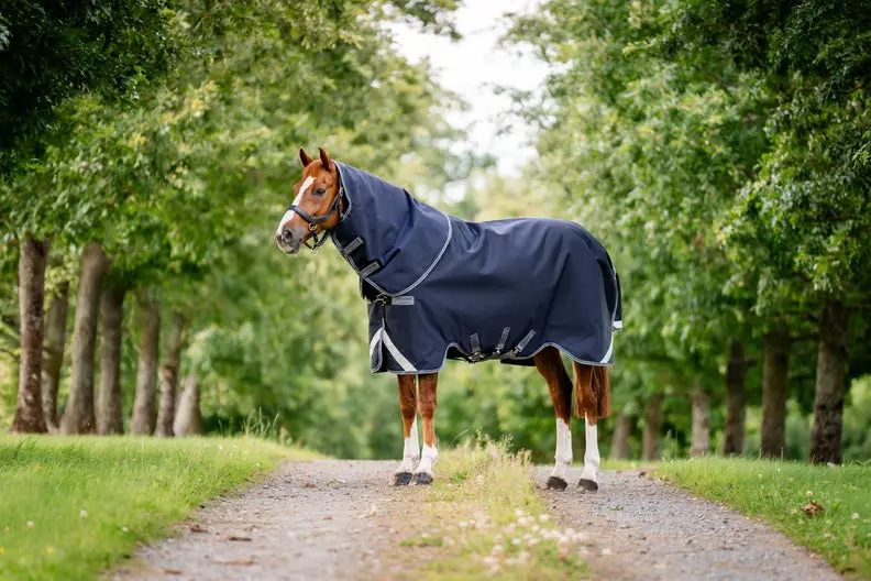 Horseware Ireland Rambo 1680D Plus Turnout Rug 0G Navy / Thunderstorm Grey & Silver - Image 2