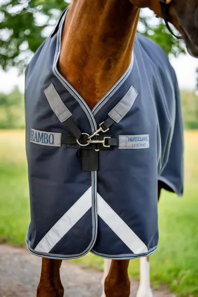 Horseware Ireland Rambo 1680D Plus Turnout Rug 0G Navy / Thunderstorm Grey & Silver - Image 26