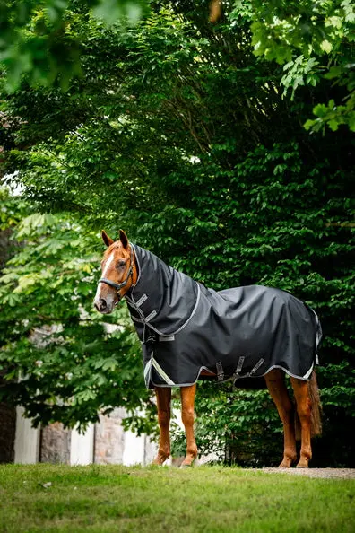 Horseware Ireland Rambo 1680D Plus Turnout Rug 0G Black / Thunderstorm Grey & Silver