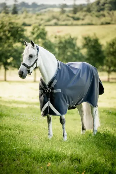 Horseware Ireland Rambo 1680D Turnout Rug 250G Vl Navy / Thunderstorm Grey & Silver - Image 14