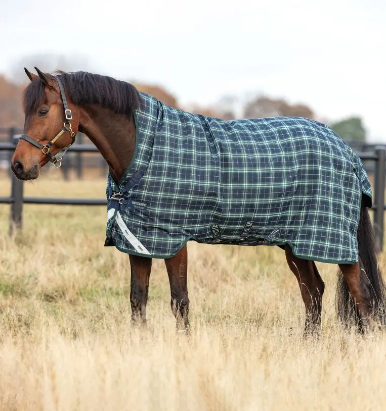 Horseware Ireland Rhino Wug Turnout Rug 100G Hunter Check / Navy & Green