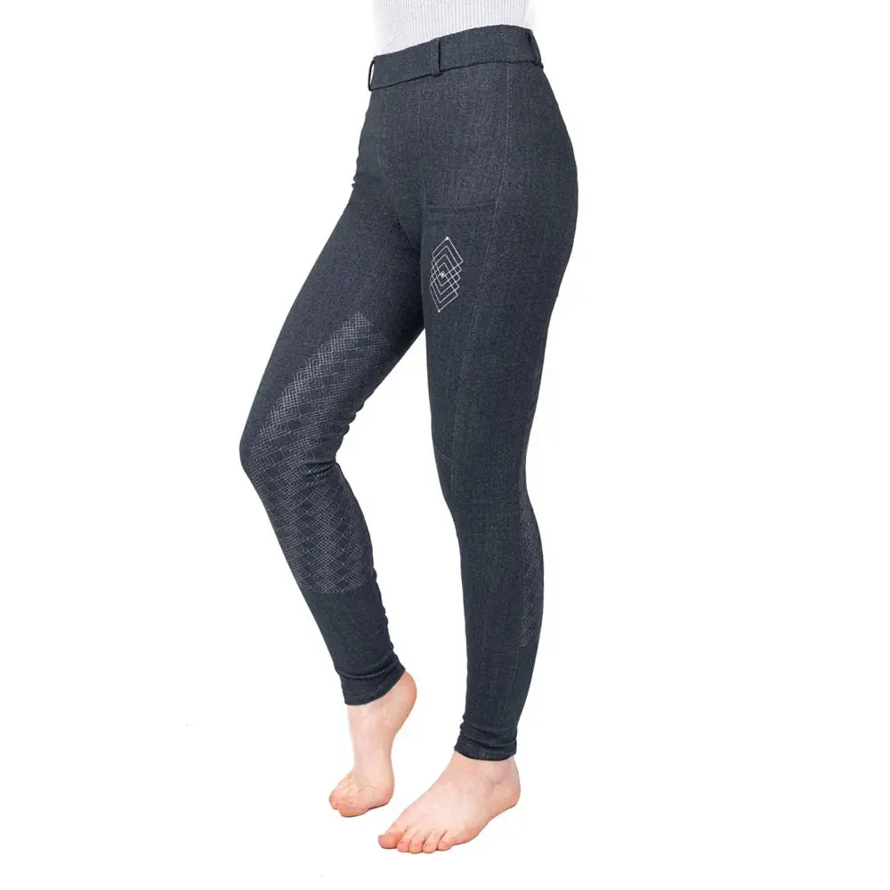 Hy Equestrian Children's Jesmond Jewel Denim Look Tights - Image 6