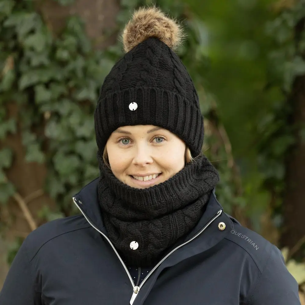 Hy Equestrian Melrose Cable Knit Bobble Hat - Image 2