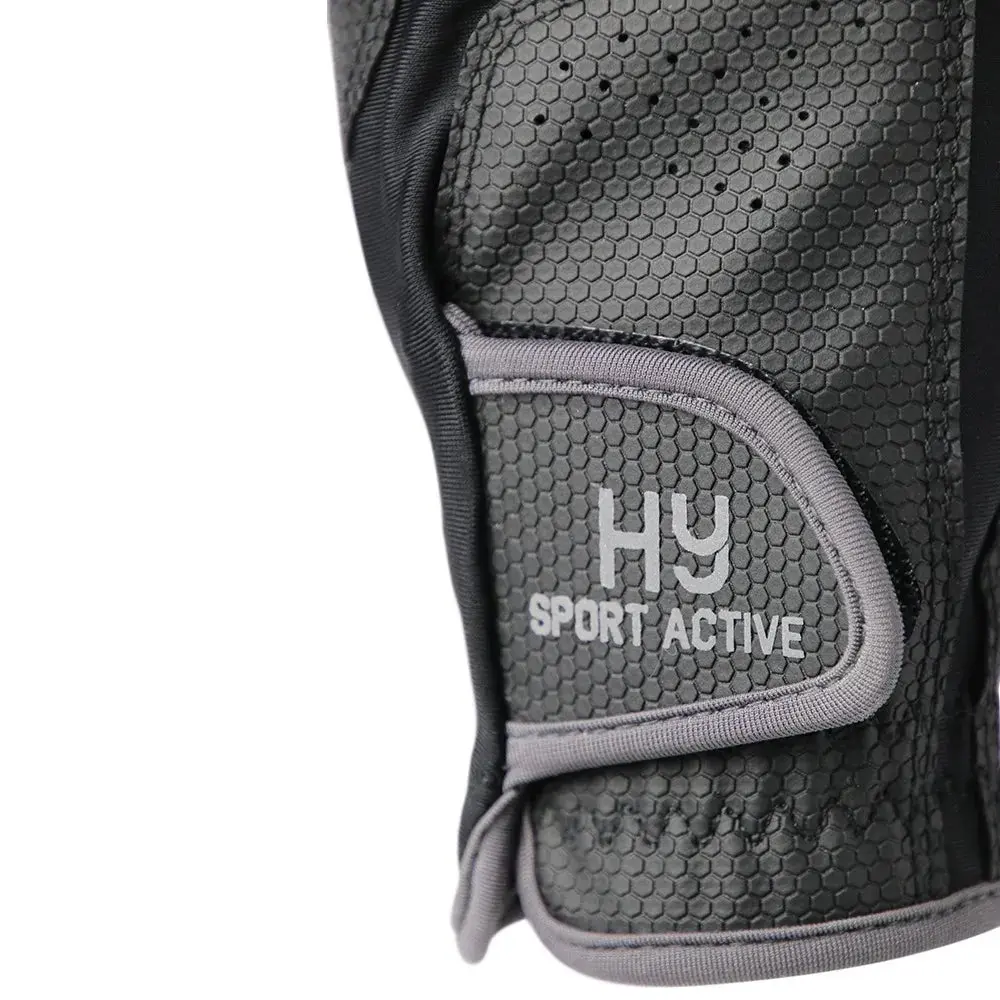 Hy Sport Active Riding Gloves Black/Pencil Grey - Image 3