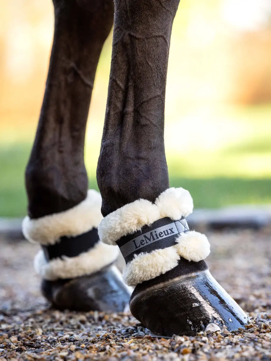 LeMieux Simuwool Fleece Pastern Wraps -One Size-Black/Natural