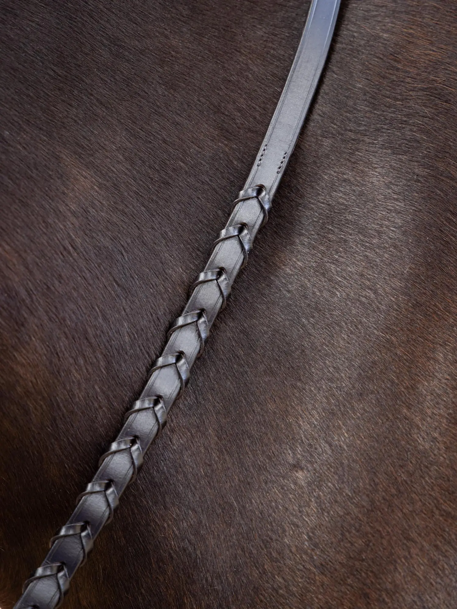 LeMieux Brown/Silver Leather Laced Reins - Image 2