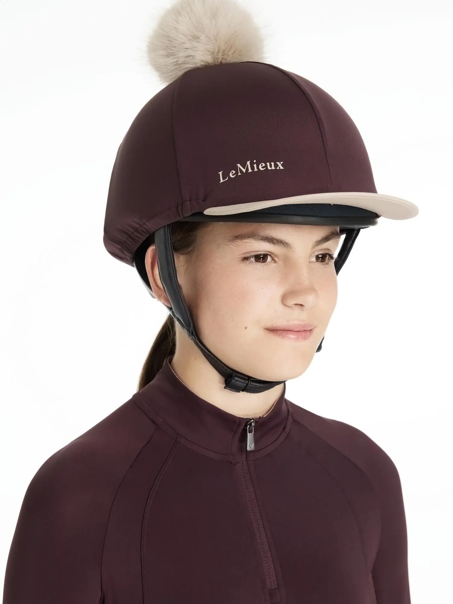 LeMieux Classique Pom Hat Silk Damson - Image 2