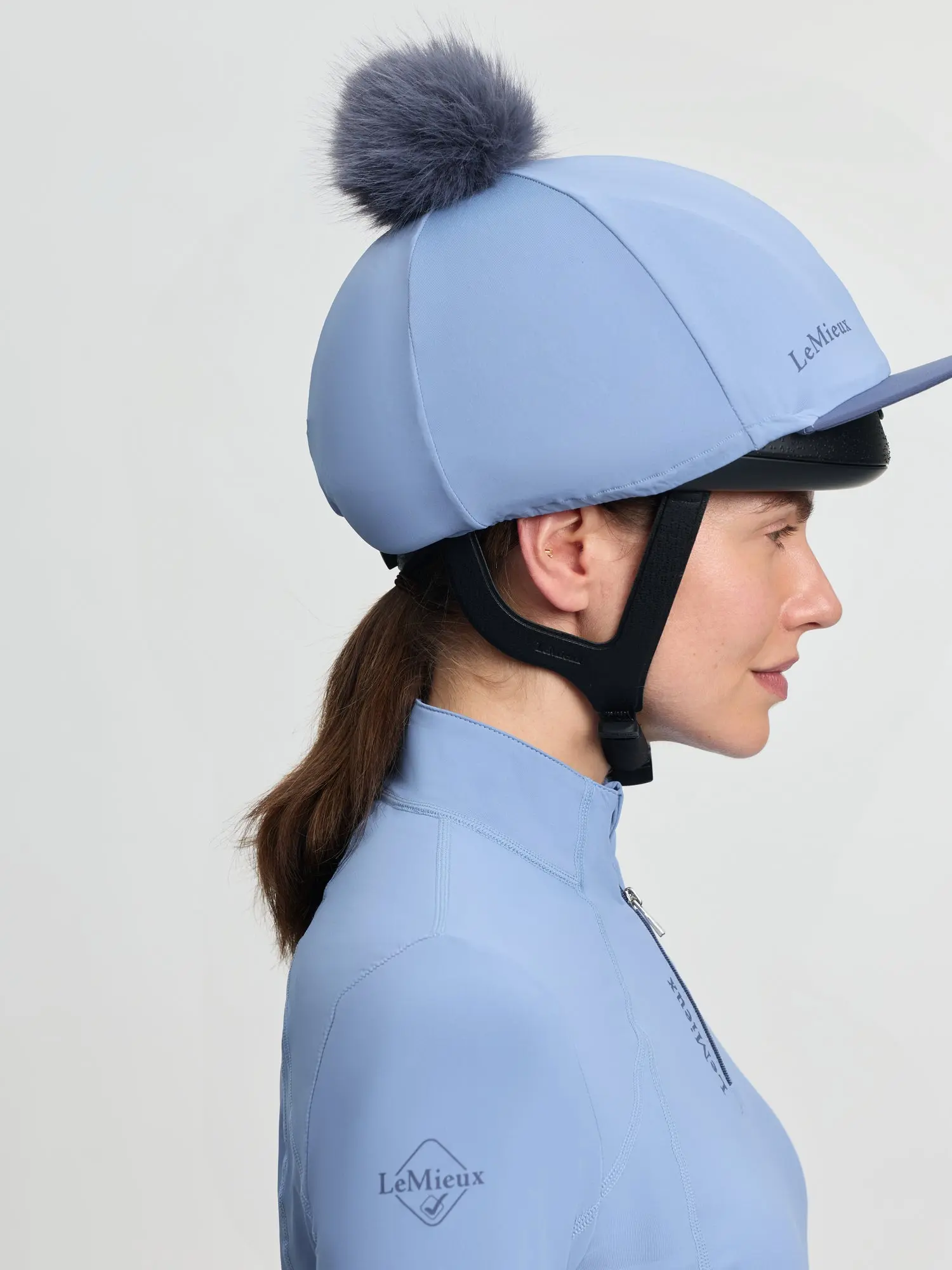 LeMieux Classique Pom Hat Silk Powder Blue - Image 4