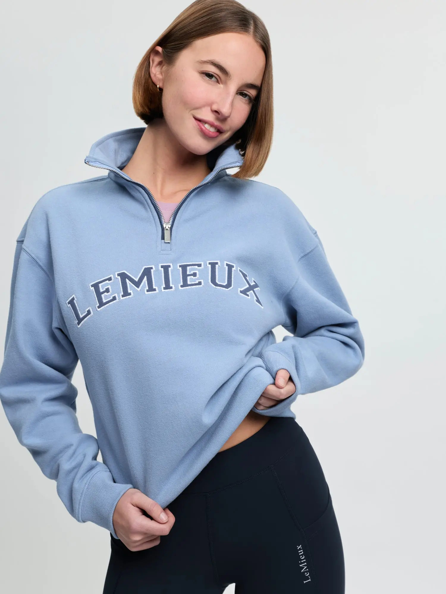 LeMieux Ladies Kelsie Quarter Neck Sweat Powder Blue - Image 4