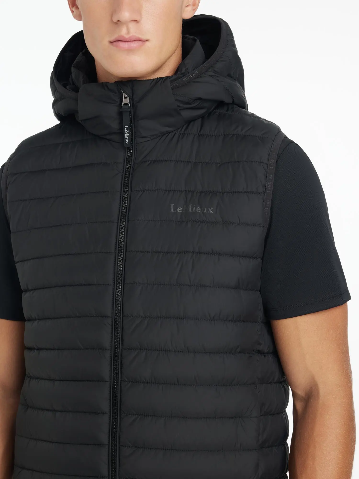 LeMieux Mens Hooded Puffer Gilet Black - Image 3