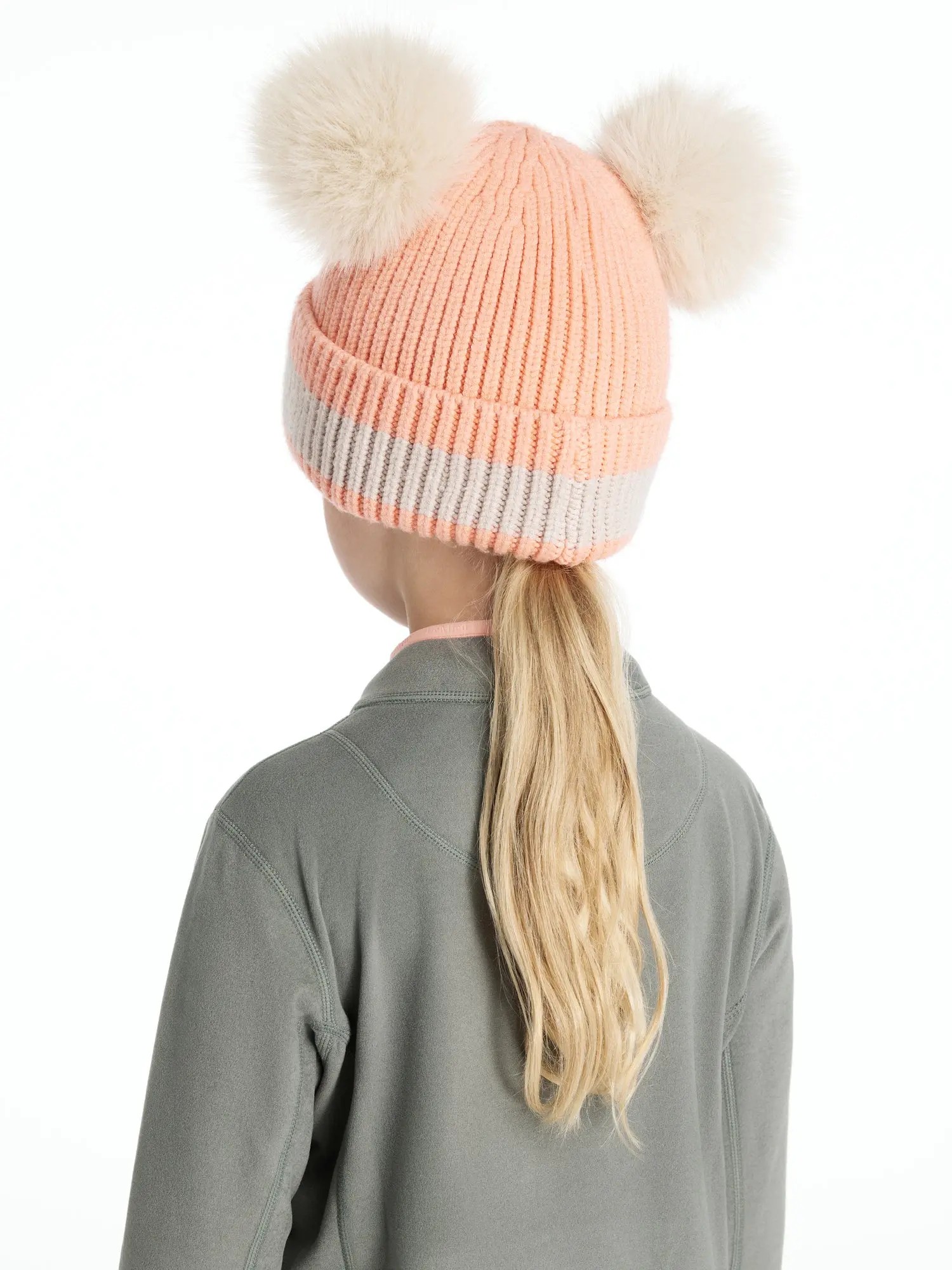 LeMieux Mini Double Pom Beanie Peach Punch - Image 6
