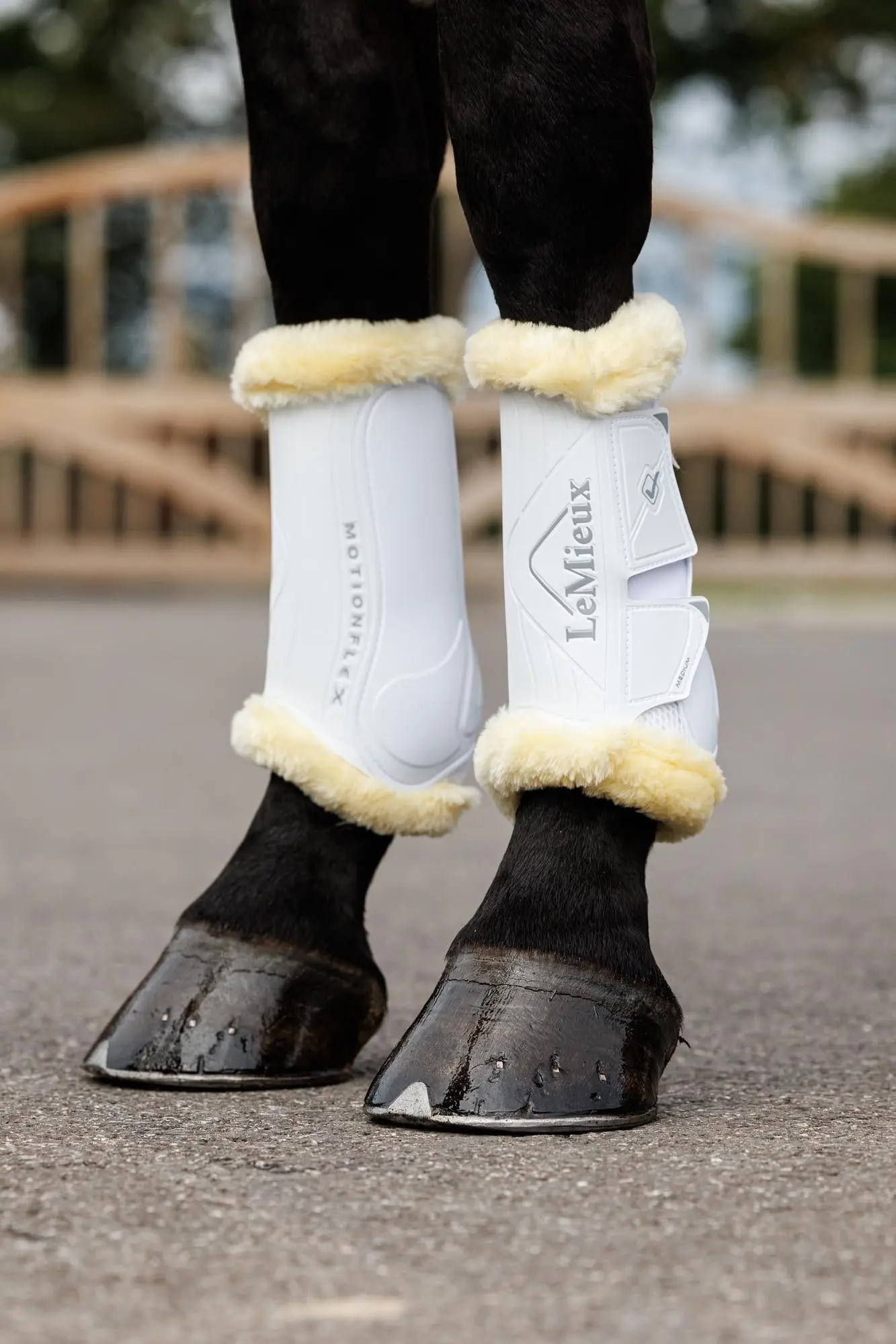 LeMieux Motionflex Dressage Boot with Fleece Edge White/Natural - Image 2