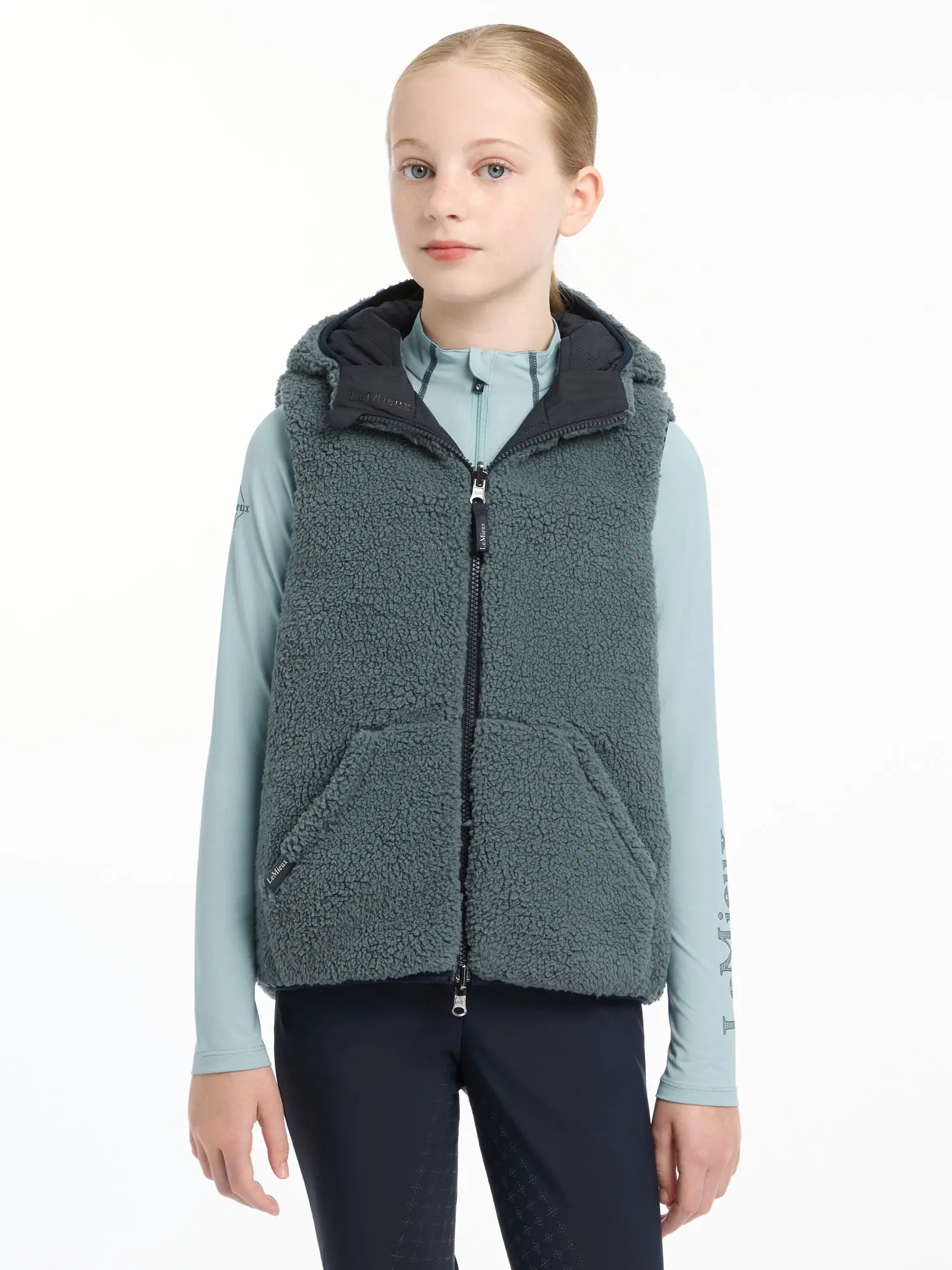 LeMieux Navy Young Rider Eloise Reversible Winter Gilet - 7-8 Years - Image 7