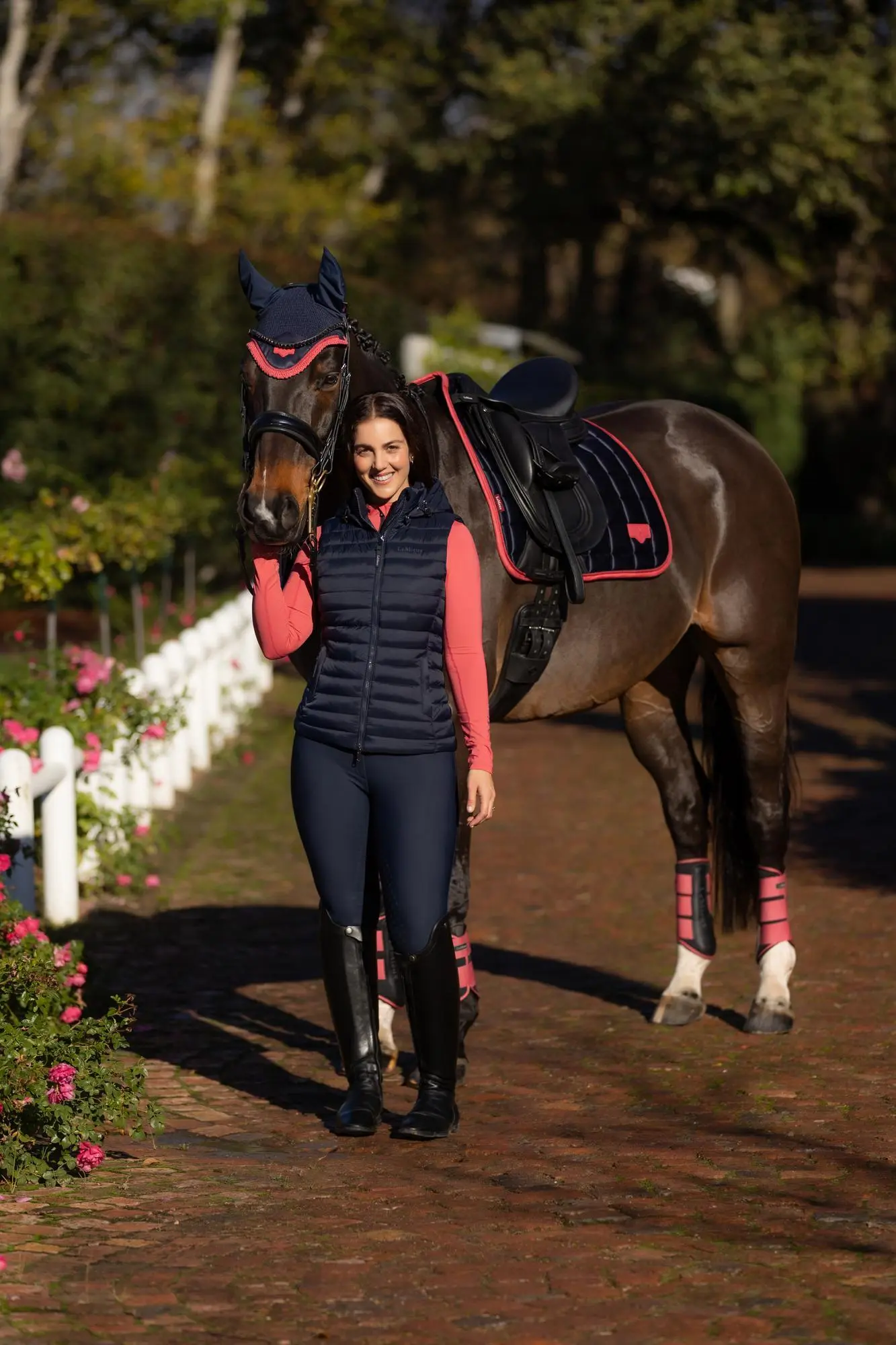 LeMieux Rose Hooded Puffer Gilet Navy - Image 6