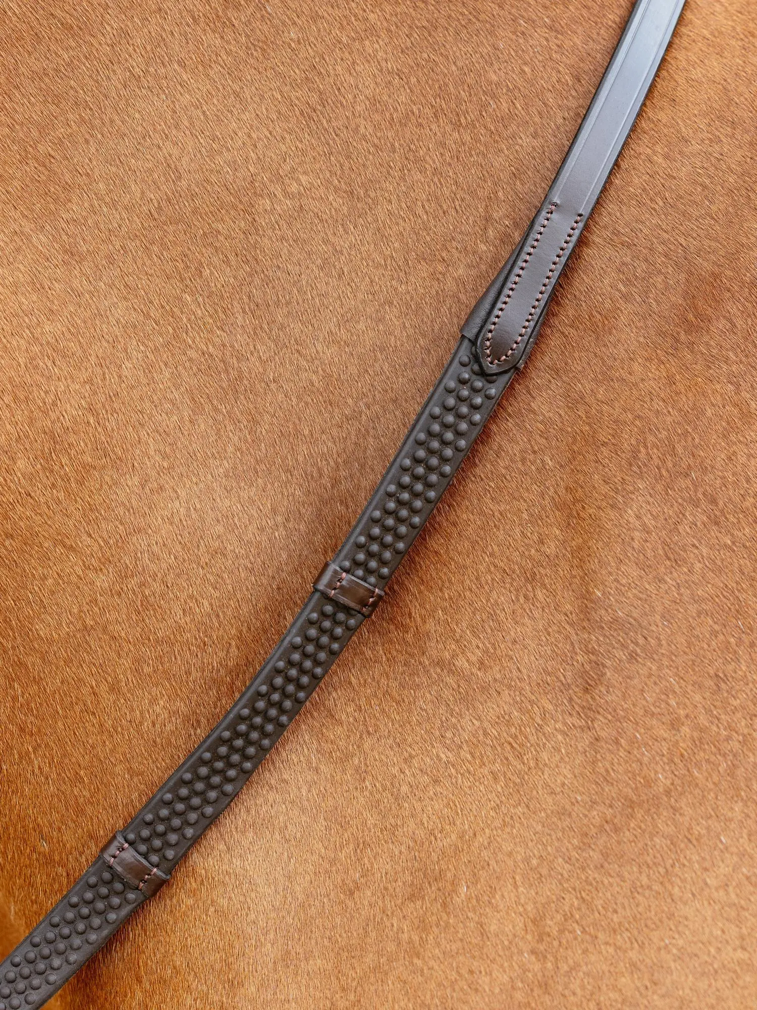 LeMieux Soft Rubber Reins with Stoppers Havana/Brass