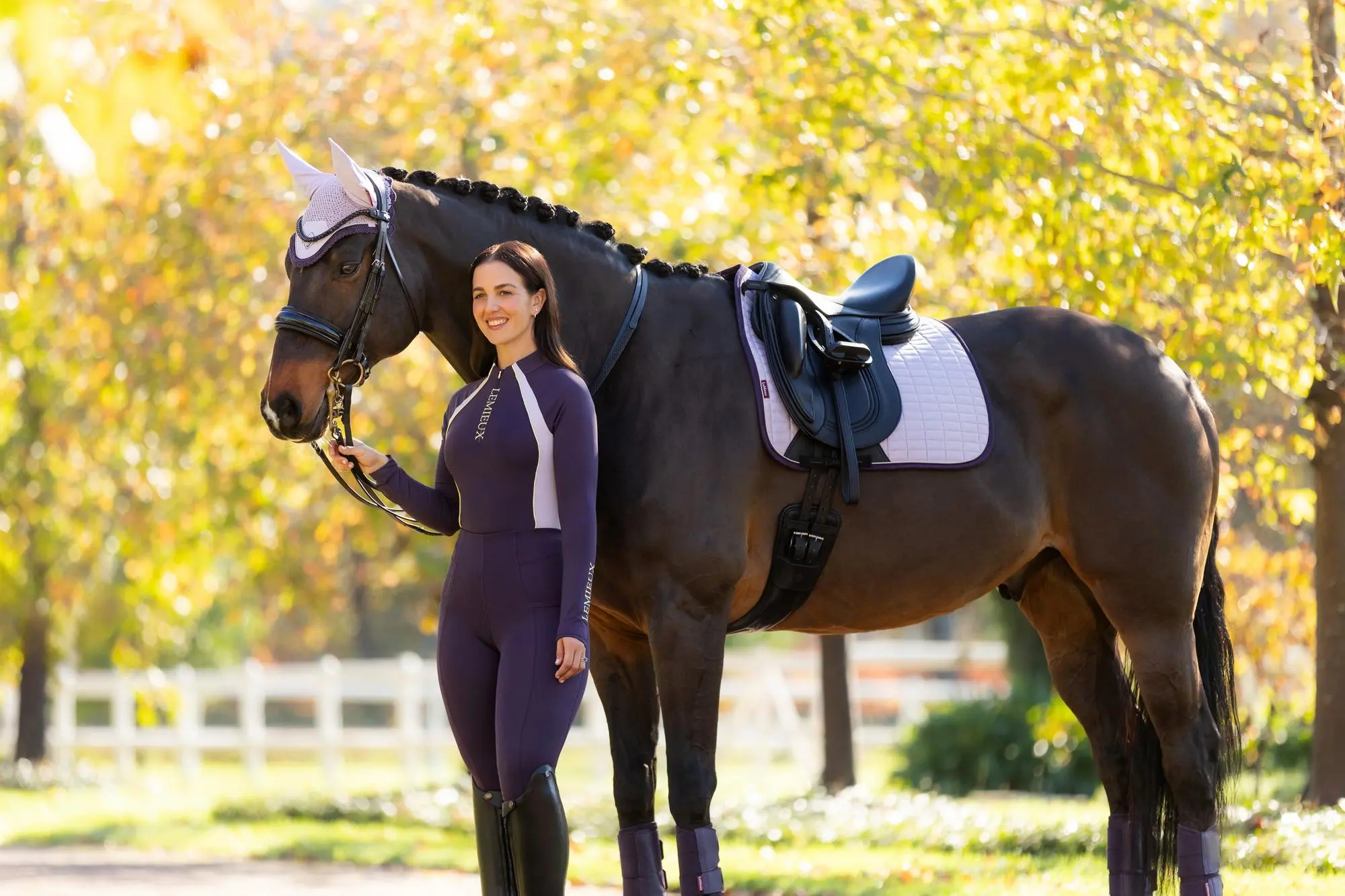 LeMieux Suede Dressage Square Lilac - Image 4