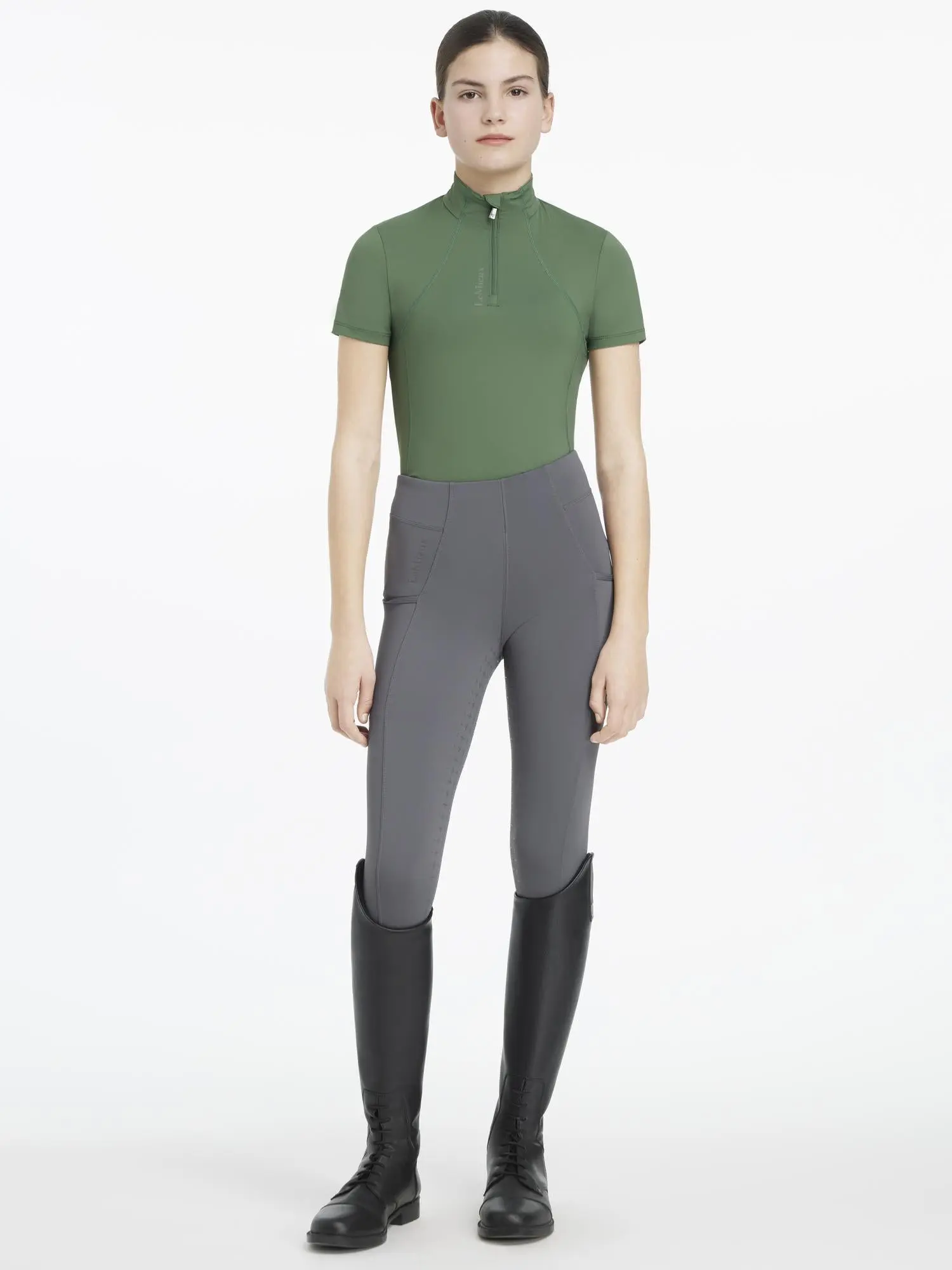 LeMieux Young Rider Classique Short Sleeve Base Layer Hunter Green - Image 4