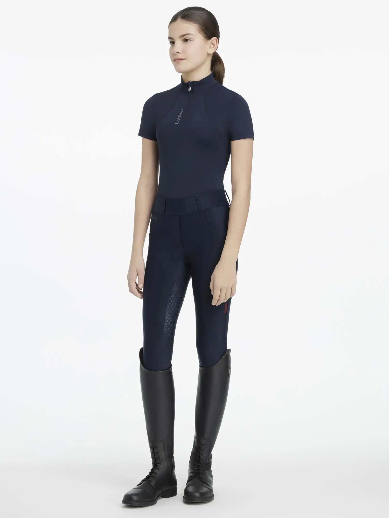 LeMieux Young Rider Classique Short Sleeve Base Layer Navy - Image 3