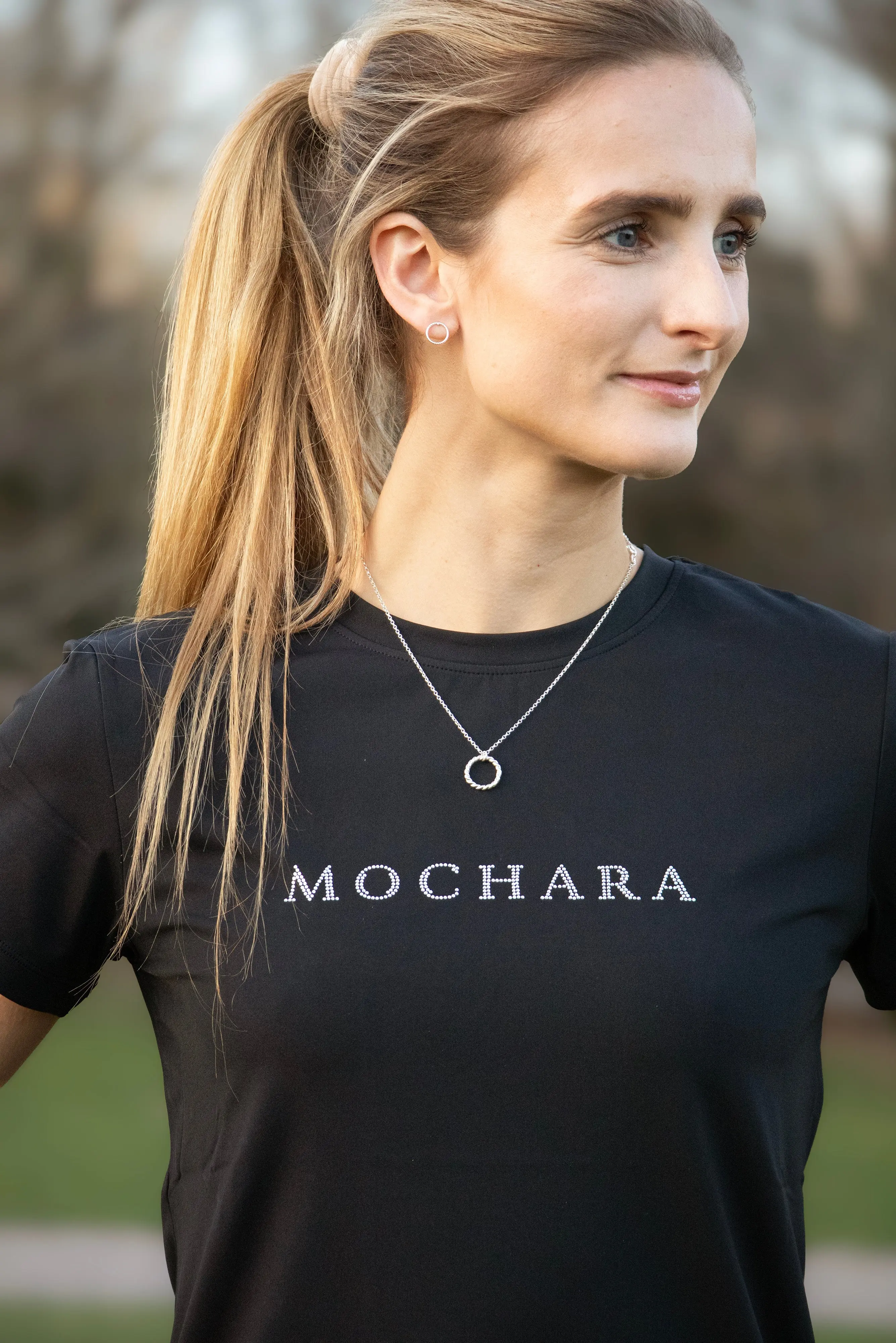 Mochara Ladies Luxe Diamante Logo T-Shirt