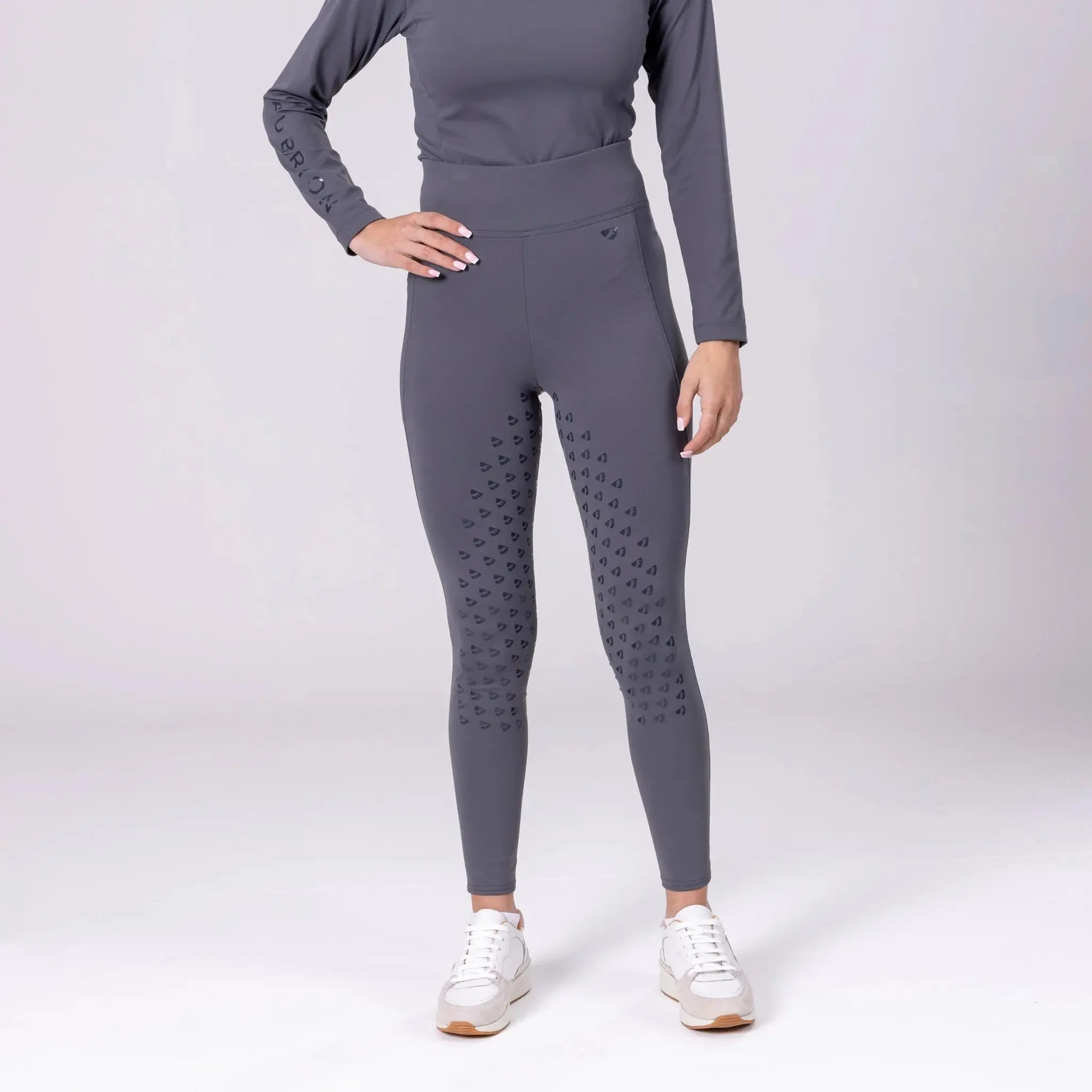 Shires Grey Aubrion Eltar Riding Tights
